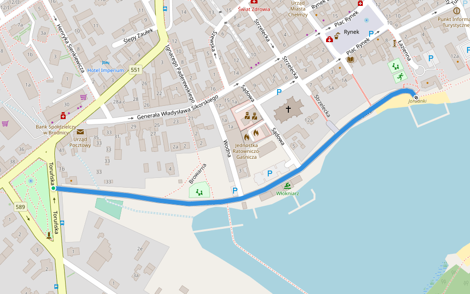 Bulwar 1000-lecia walking route map in Chełmża