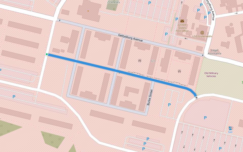 Lexington Avenue walking route map in Grafenwöhr