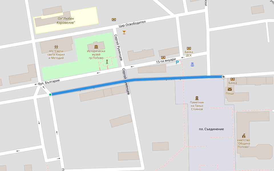 бул. България walking route map in Popovo