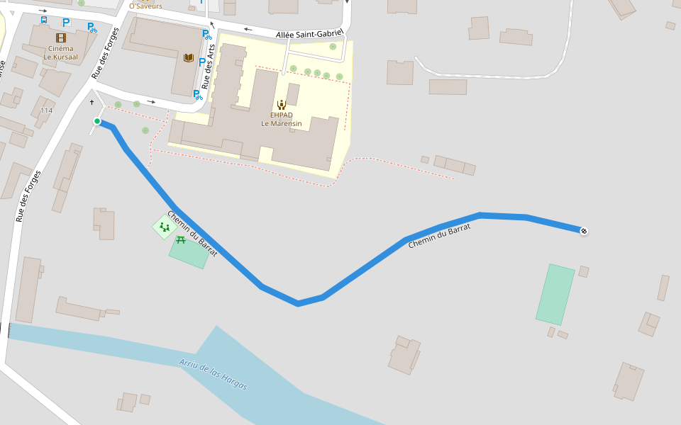 Chemin du Barrat walking route map in Castets