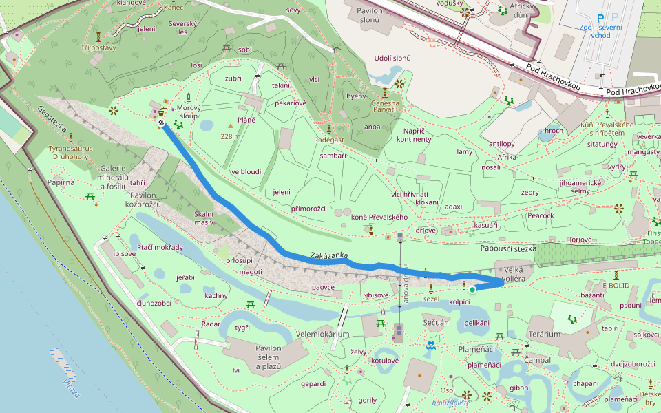 Zakázanka walking route map in Praha - Troja