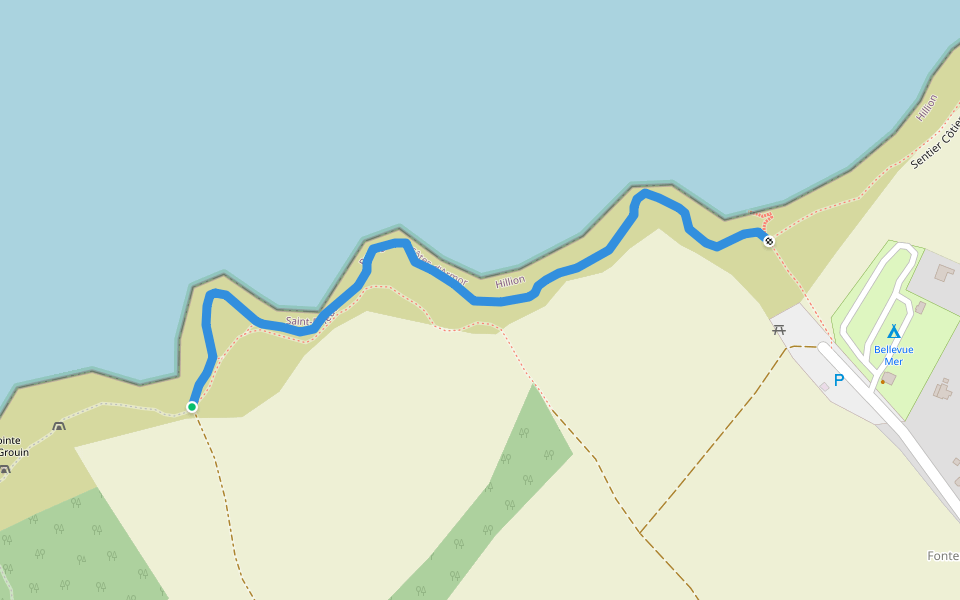 Sentier Côtier sur Hillion (La Pointe de Guettes-Kersaint) walking route map in Hillion