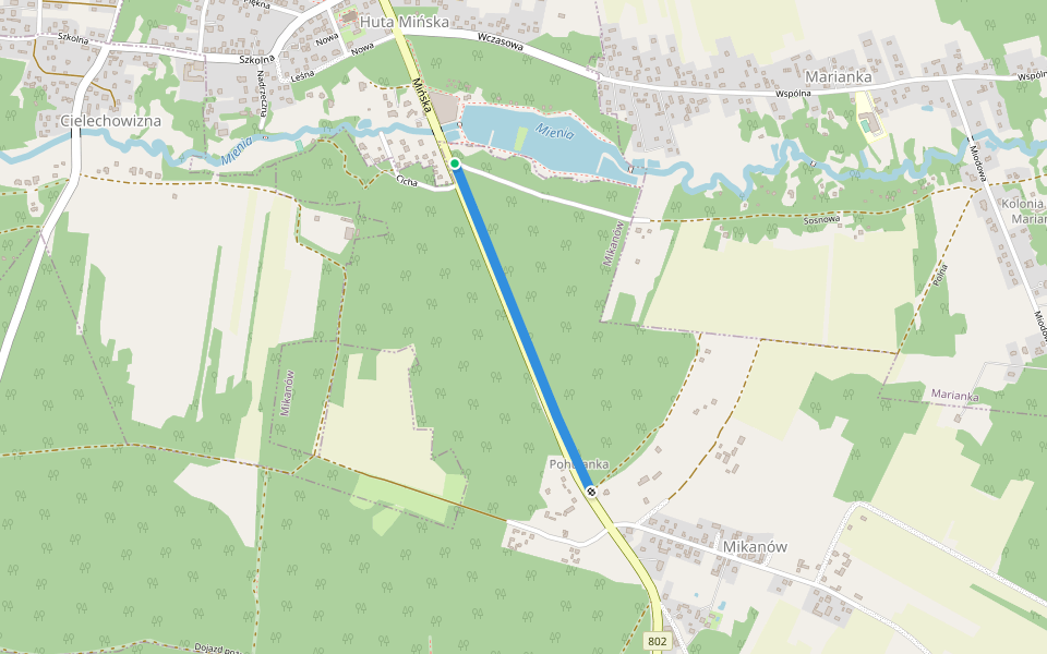 Ścieżka turystyczna rowerowo - piesza walking route map in Huta Mińska