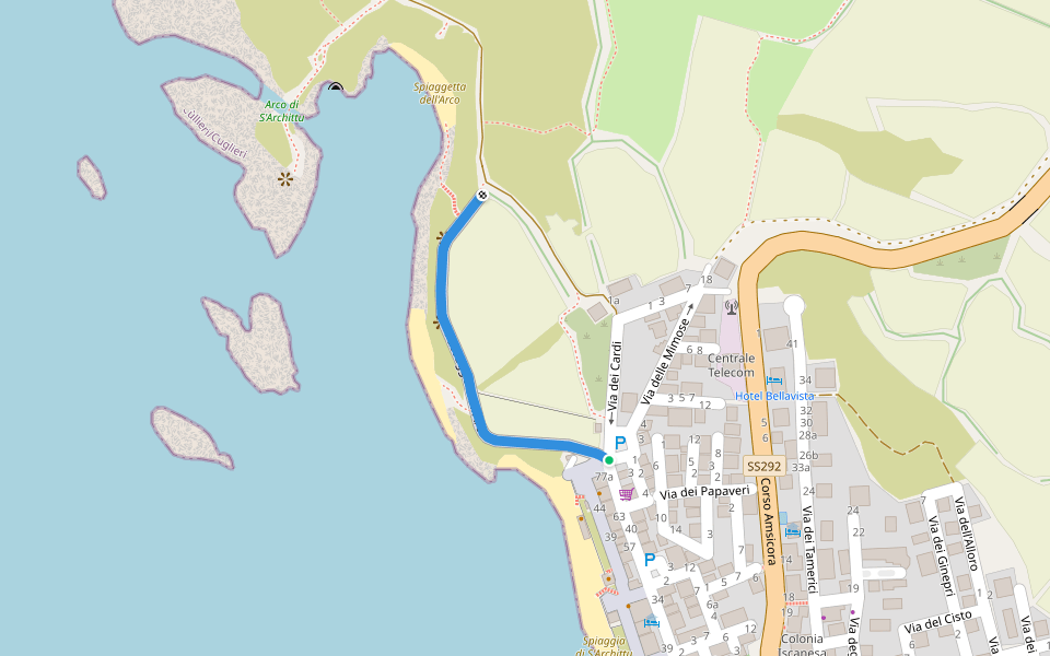 Passeggiata all'Arco walking route map in S'Archittu
