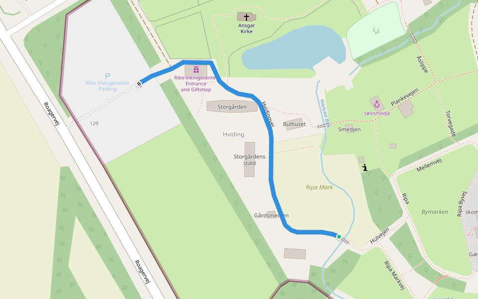 Hvidingvej walking route map in Ribe