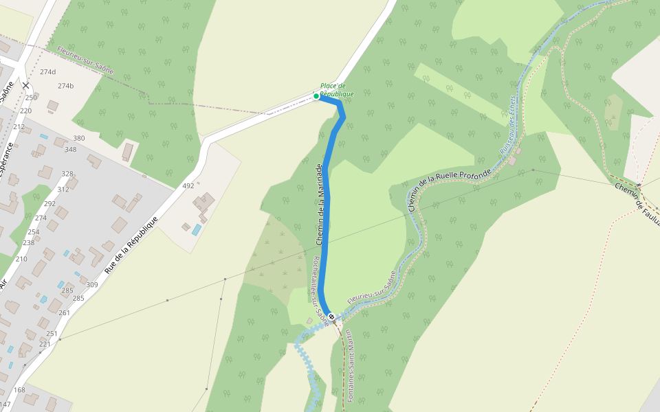 Chemin de la Marinade walking route map in Rochetaillée-sur-Saône