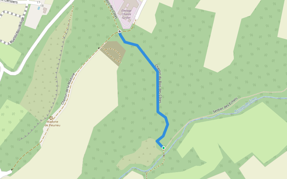 Chemin du Bois des Côtes walking route map in Fontaines-Saint-Martin