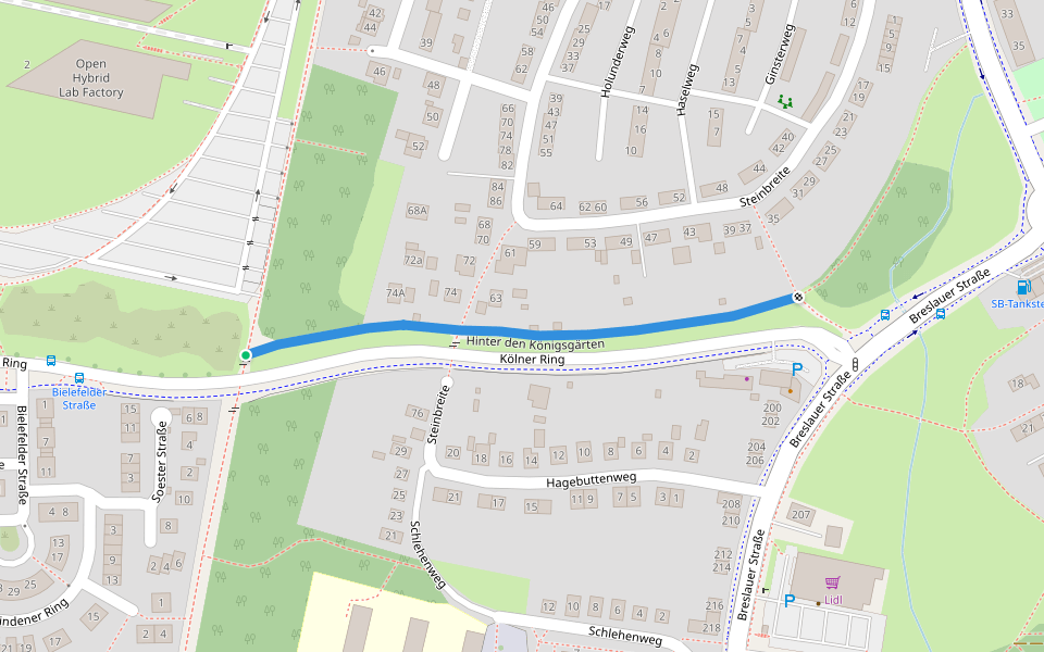 Hinter den Königsgärten walking route map in Wolfsburg