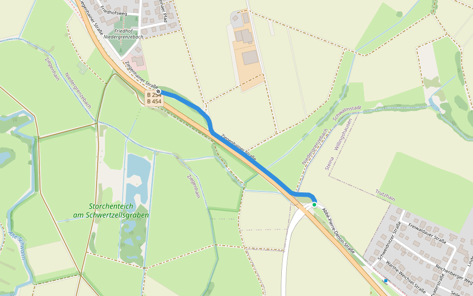 Ziegenhainer Straße walking route map in Willingshausen
