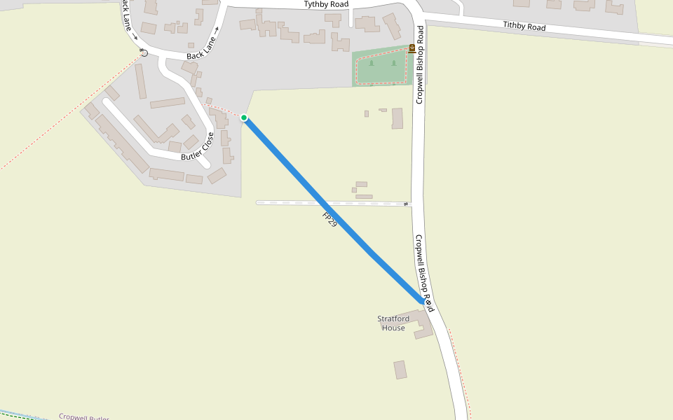 FP29 walking route map in Cropwell Butler