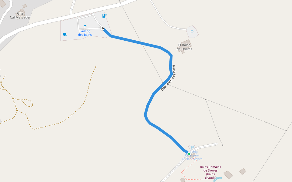 Descente des Bains walking route map in Dorres