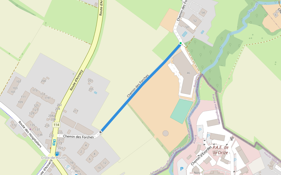 Chemin des Forches walking route map in Bardonnex
