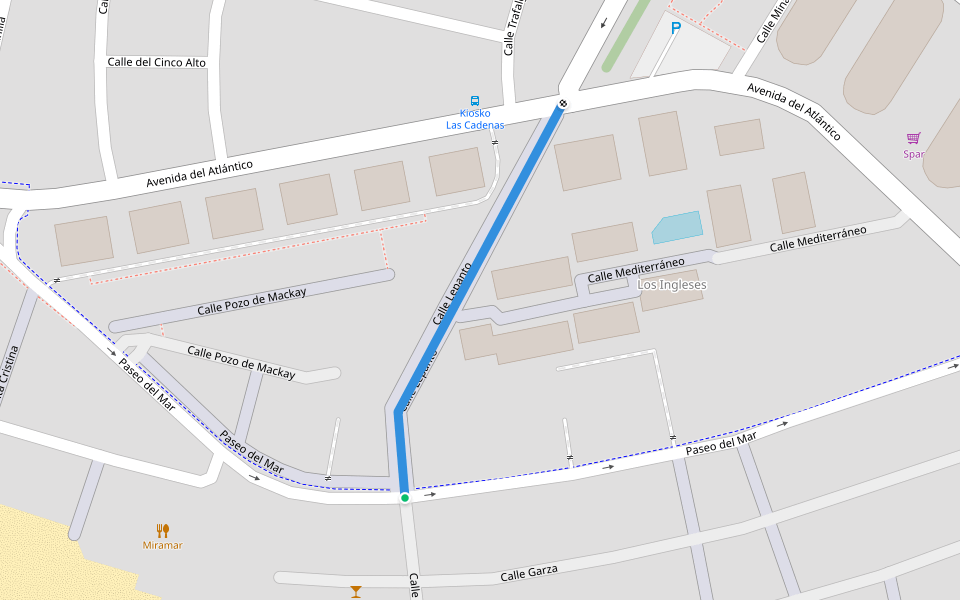 Calle Lepanto walking route map in Punta Umbría