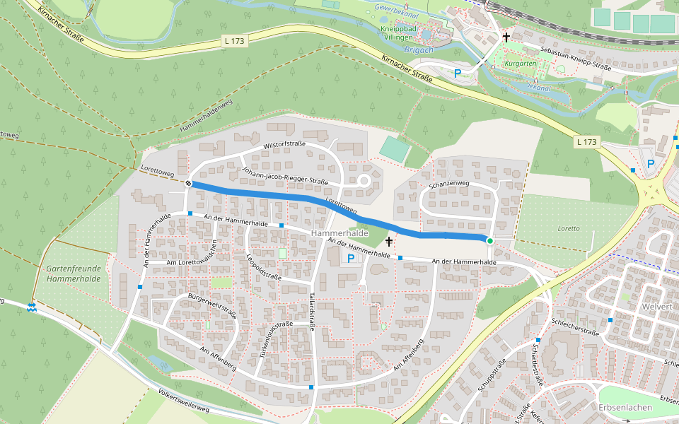 Lorettoweg walking route map in Villingen-Schwenningen