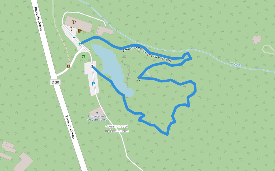 Sentier de Découverte du Vialavent walking route map in Le Bez