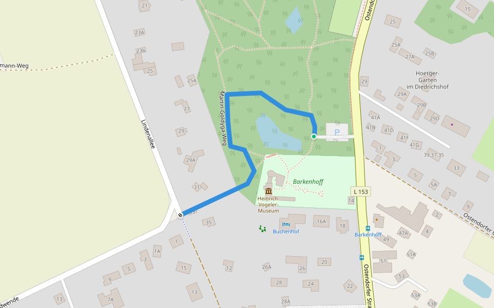 Martin-Goldyga-Weg walking route map in Worpswede