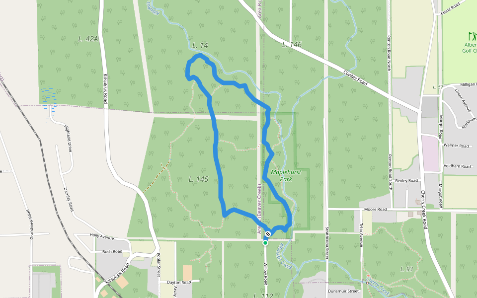 Maplehurst Trail walking route map in Port Alberni