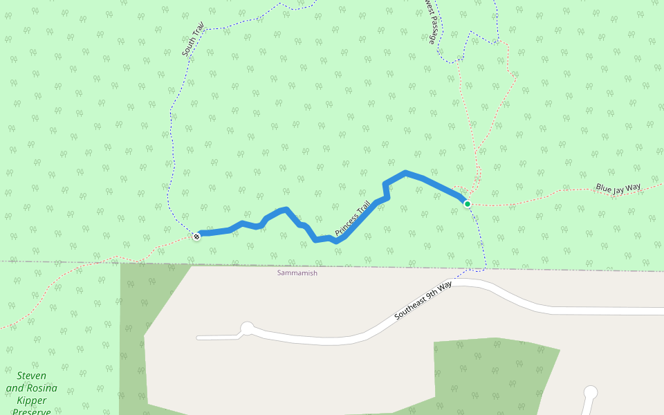 Princess Trail walking route map in Sammamish