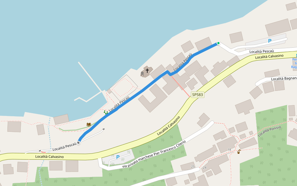 Località Pescaù walking route map in Lezzeno