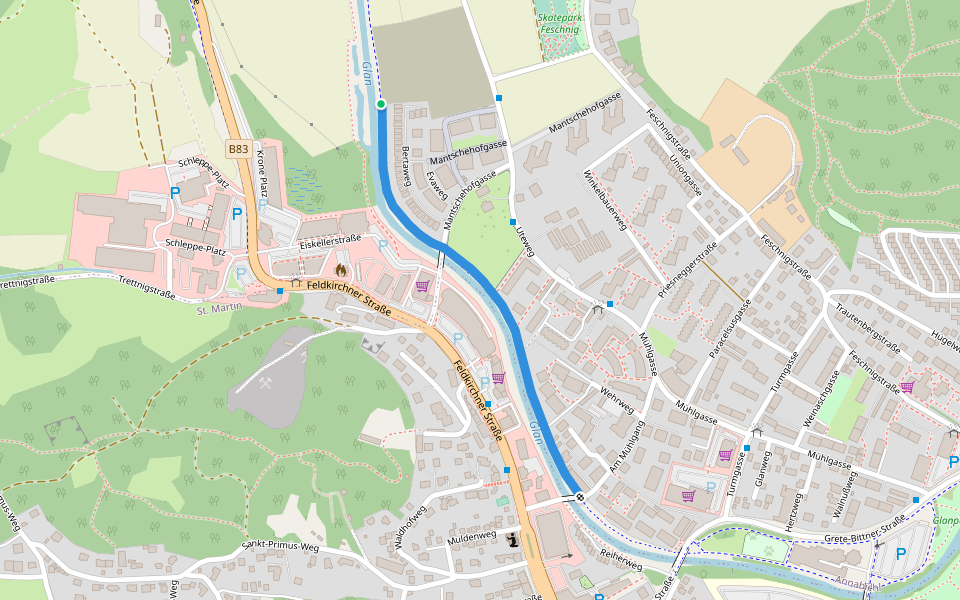 R3 - Glan walking route map in Klagenfurt am Wörthersee