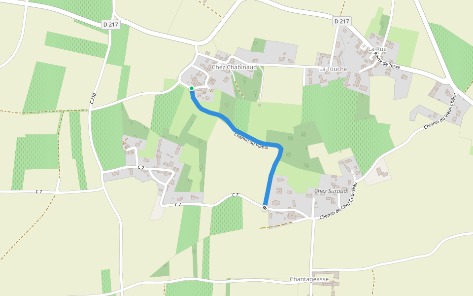 Chemin du Plantil walking route map in Asnières-la-Giraud