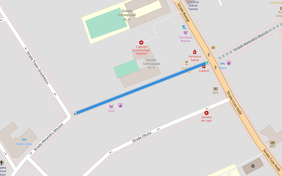 Strada Alexandru Mocioni walking route map in Lugoj