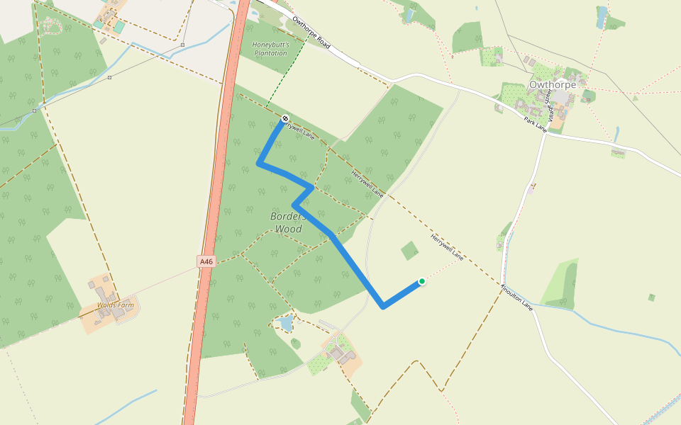 Owthorpe FP2 walking route map in Owthorpe