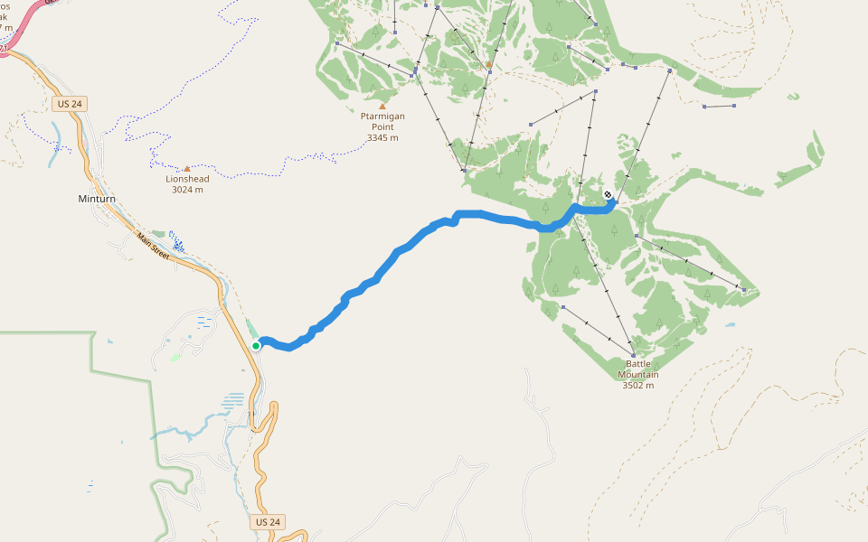 Two Elk Tr walking route map in Minturn