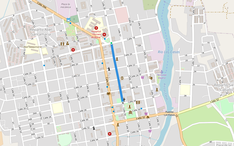 Calle 39 walking route map in Nueva Gerona