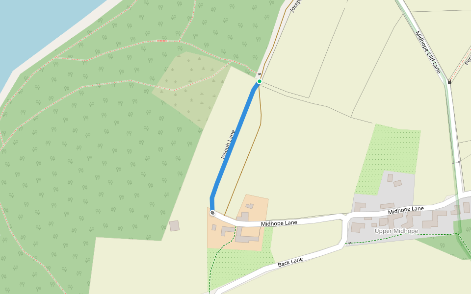 Joseph Lane walking route map in Upper Midhope