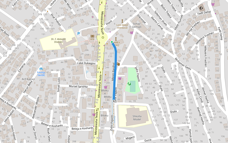 Mbreti Bardhyl walking route map in Mitrovicë