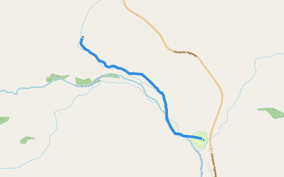 North Klondife Trail walking route map in Dawson City