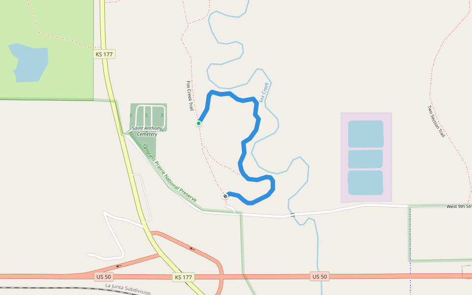 Bottomland Nature Trail walking route map in Strong City
