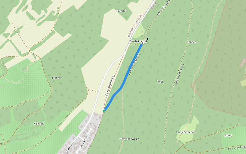 Chemin du Felsbourg walking route map in Dinsheim-sur-Bruche
