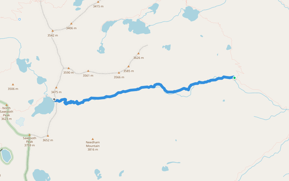 Lost Canyon Trail walking route map in Mineral King
