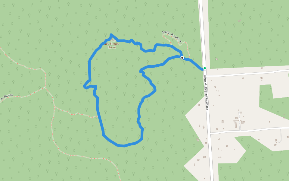 Sentier de la Montagne des Singes walking route map in Kourou