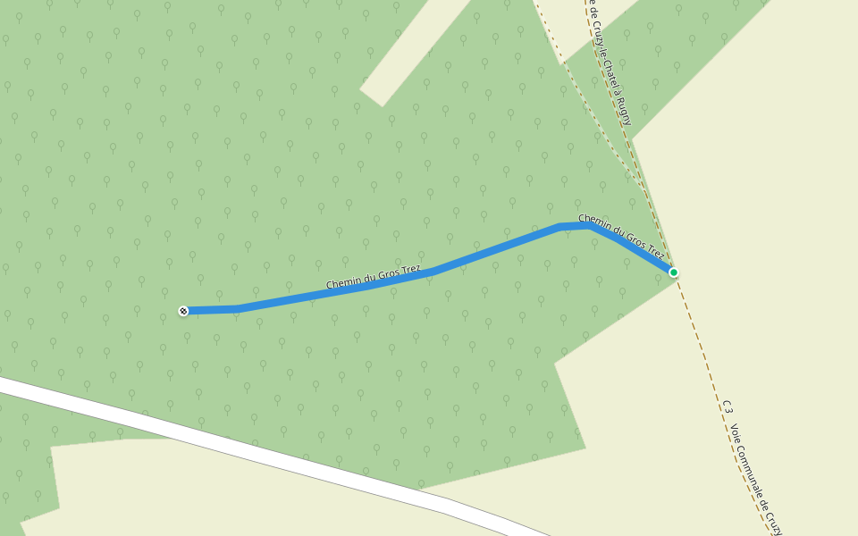 Chemin du Gros Trez walking route map in Cruzy-le-Châtel