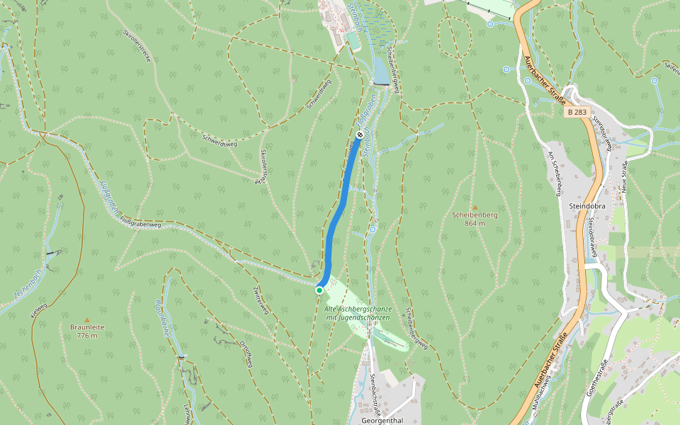 Wanderweg am Keilfloßgraben walking route map in Klingenthal