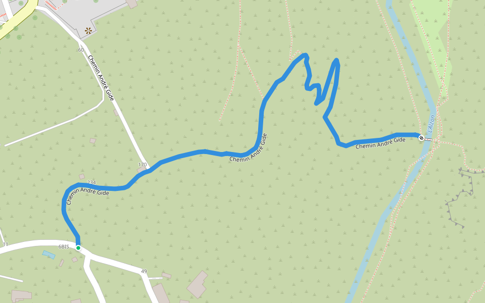 Chemin André Gide walking route map in Uzès