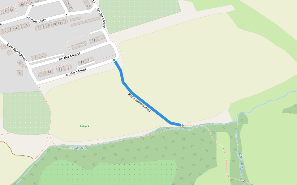 Radenwiesenweg walking route map in Leisnig