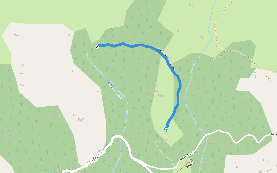 Chemin de Crambadour walking route map in Saurat