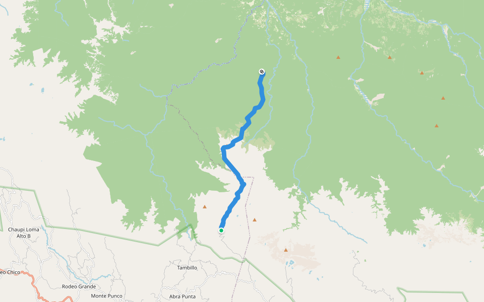 Camino a Machuyungas walking route map in Chujllas Aduanilla