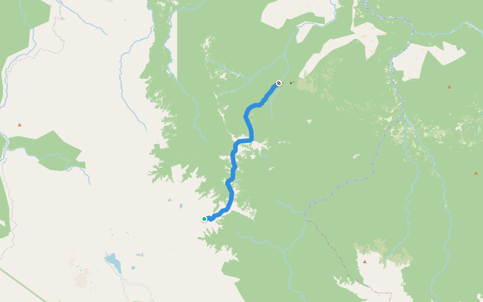 Camino a Pampas Amarillas walking route map in Cochabamba