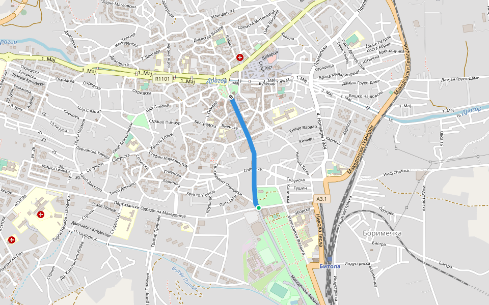 Широк Сокак walking route map in Bitola
