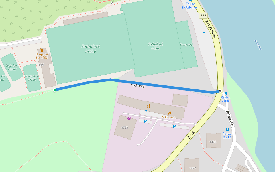 Vodranty walking route map in Čáslav