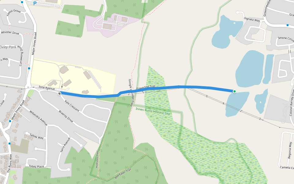 Powerline Trail walking route map in Port Macquarie