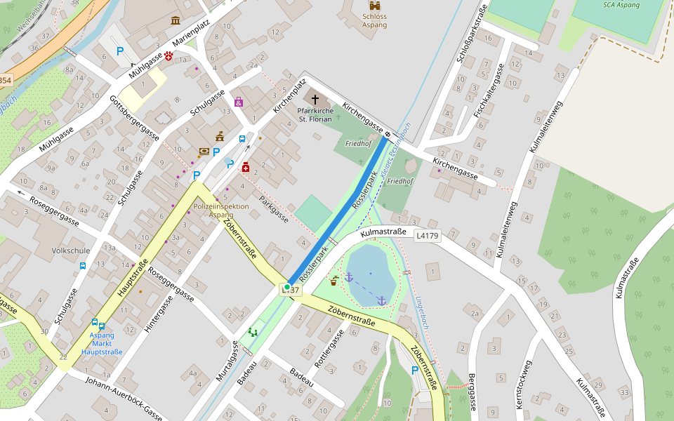 Rösslerpark walking route map in Aspang Markt