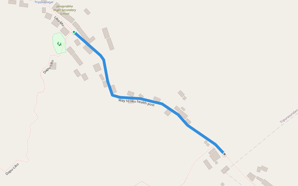 Way to liku health post walking route map in Likhu