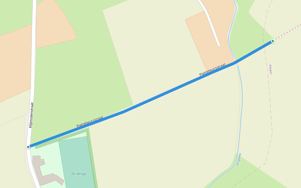 Plattebeursstraat walking route map in Pittem