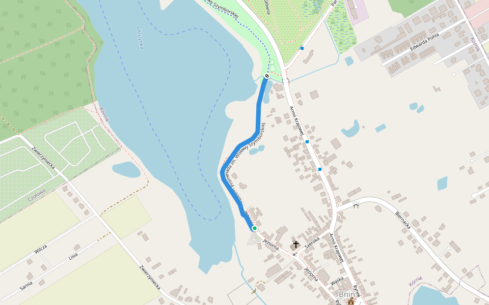 Promenada im. Wisławy Szymborskiej walking route map in Kórnik